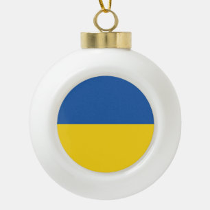 Flag of Ukraine Button Ceramic Ball Christmas Ornament