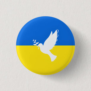 Flag of Ukraine Button Dove of Peace - Freedom