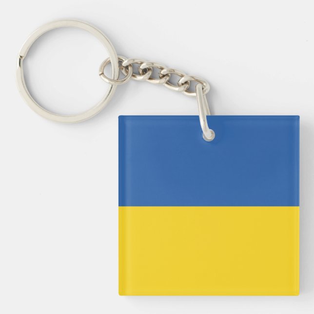 Flag of Ukraine Button Key Ring (Front)
