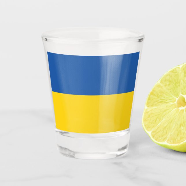 Flag of Ukraine Button Shot Glass (Front)