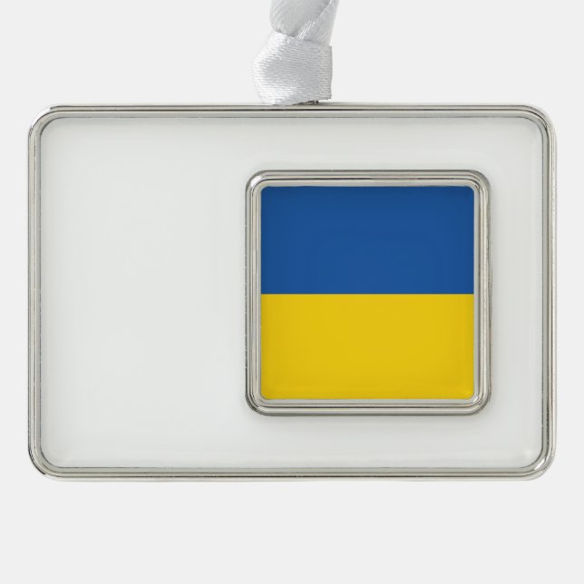 Flag of Ukraine Button Silver Plated Framed Ornament (Front)