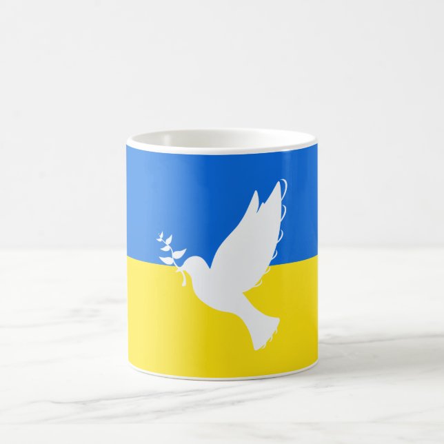 Flag of Ukraine Coffee Mugs Support Dove of Peace (Center)