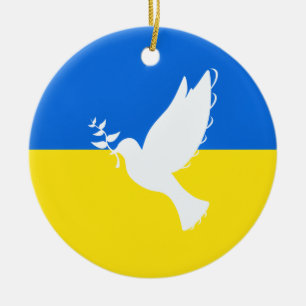 Flag of Ukraine - Dove of Peace - Freedom - Peace  Ceramic Ornament
