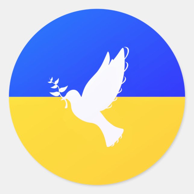 Flag of Ukraine - Dove of Peace - Freedom - Peace Classic Round Sticker (Front)