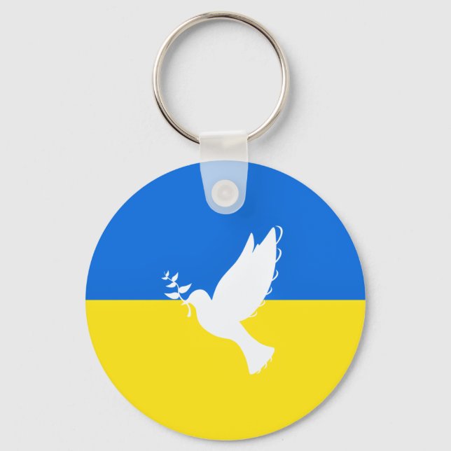 Flag of Ukraine - Dove of Peace - Freedom - Peace  Key Ring (Front)