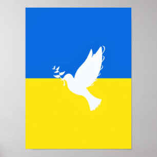 Flag of Ukraine - Dove of Peace - Freedom - Peace  Poster