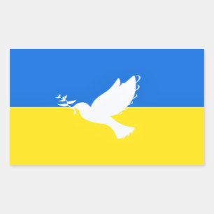 Flag of Ukraine - Dove of Peace - Freedom - Peace  Rectangular Sticker