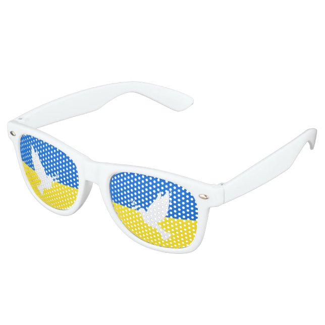 Flag of Ukraine - Dove of Peace - Freedom - Peace  Retro Sunglasses (Angled)
