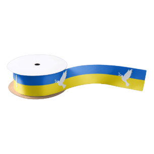 Flag of Ukraine - Dove of Peace - Freedom - Peace  Satin Ribbon