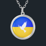 Flag of Ukraine - Dove of Peace - Freedom - Peace  Silver Plated Necklace<br><div class="desc">Ukraine - Peace - Ukrainian Flag - Freedom Support - Solidarity - Strong Together - Freedom Victory ! Let's make the world a better place - everybody together ! A better world begins - depends - needs YOU too ! You can transfer to 1000 Zazzle products. Resize and move or...</div>