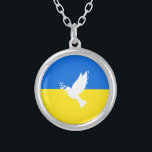 Flag of Ukraine - Dove of Peace - Freedom - Peace  Silver Plated Necklace<br><div class="desc">Ukraine - Peace - Ukrainian Flag - Freedom Support - Solidarity - Strong Together - Freedom Victory ! Let's make the world a better place - everybody together ! A better world begins - depends - needs YOU too ! You can transfer to 1000 Zazzle products. Resize and move or...</div>
