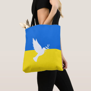 Flag of Ukraine - Dove of Peace - Freedom - Peace  Tote Bag