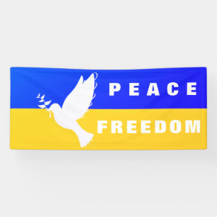 Flag of Ukraine - Dove of Peace - Peace - Freedom Banner