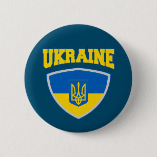 Flag Of Ukraine & Emblem 6 Cm Round Badge