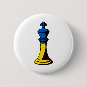 Flag Of Ukraine In Chess Piece King 6 Cm Round Badge