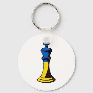 Flag Of Ukraine In Chess Piece King Key Ring