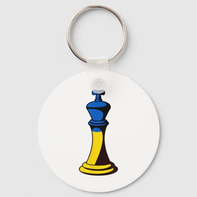 Flag Of Ukraine In Chess Piece King  Key Ring (Front)