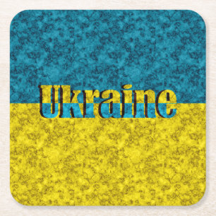 Flag of Ukraine Square Paper Coaster