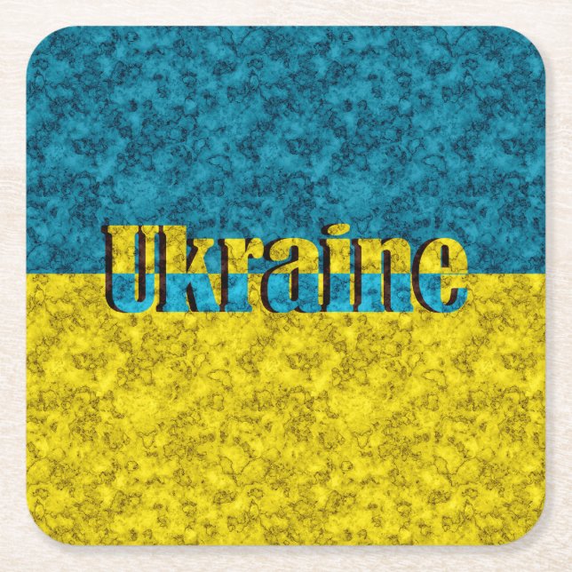Flag of Ukraine Square Paper Coaster (Front)