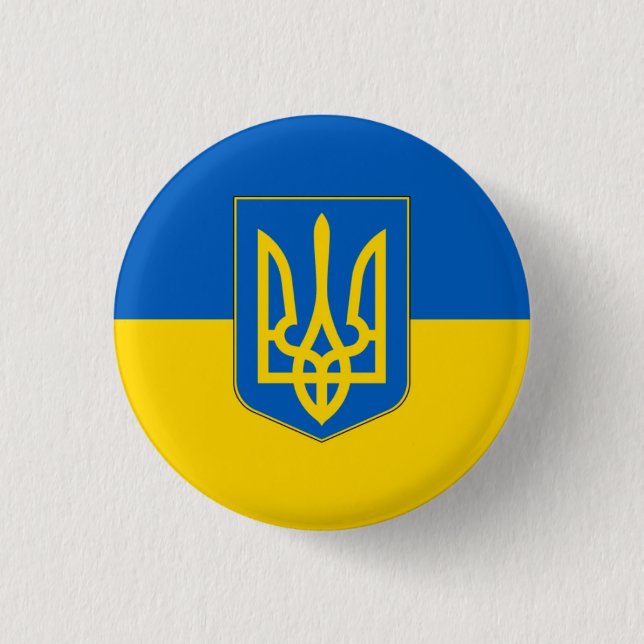 Flag of Ukraine Trident 3 Cm Round Badge (Front)