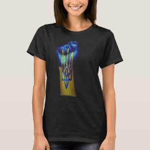 Flag Of Ukraine + Trident On A Raised Clenched Fis T-Shirt