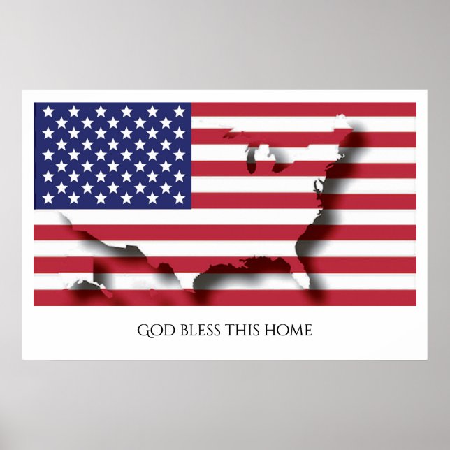 Flag of USA AMERICA Patriotic Home Customised Text Poster (Front)