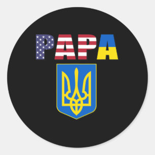 Flag Of Usa And Flag Of Ukraine Classic Round Sticker