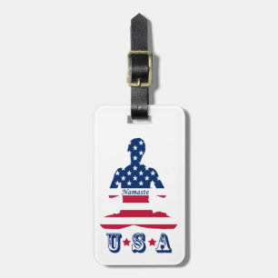 Flag of USA meditation American yoga Luggage Tag