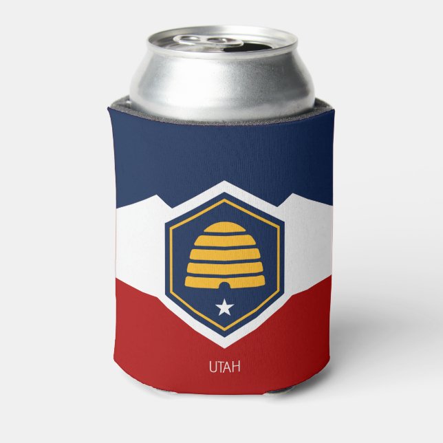 Flag of Utah (Beehive Flag) Can Cooler (Can Back)
