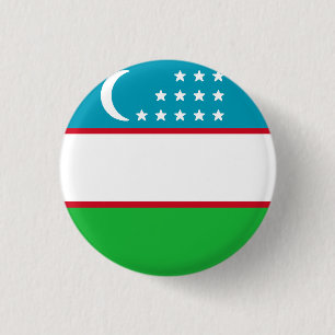 Flag of Uzbekistan 3 Cm Round Badge
