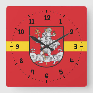 Flag of Vilnius, Lithuania Square Wall Clock