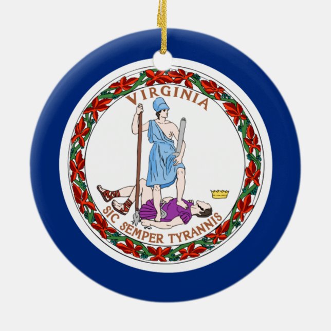 Flag of Virginia Ceramic Tree Decoration (Back)