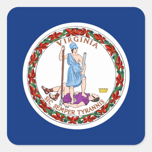 Flag of Virginia Square Sticker (Front)