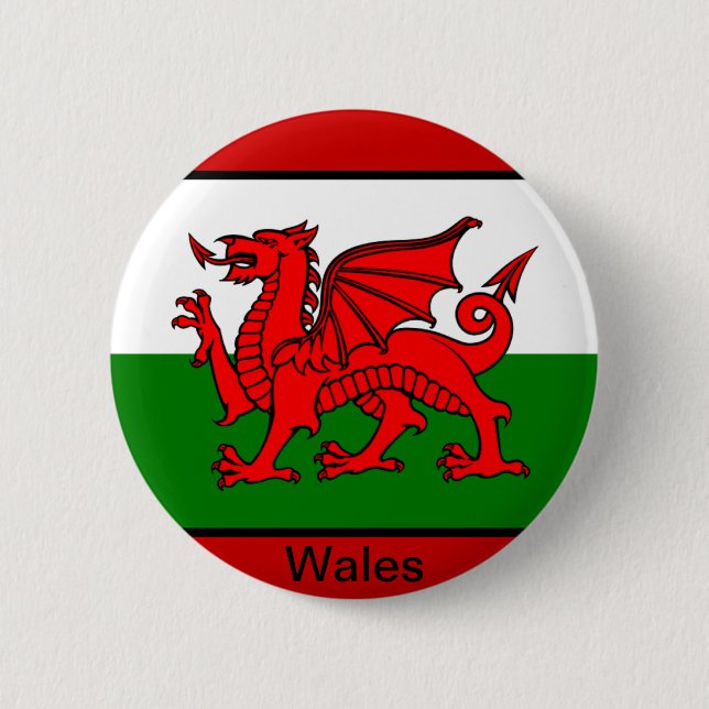 Flag of Wales 6 Cm Round Badge (Front)