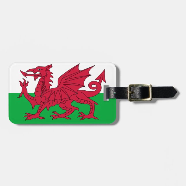 Flag of Wales Luggage Tag w/ leather strap (Front Horizontal)