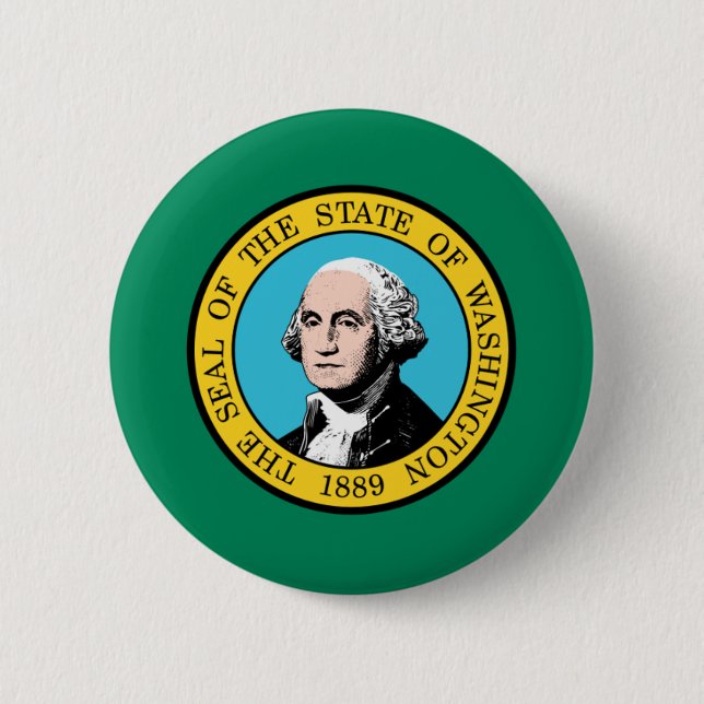 Flag of Washington State 6 Cm Round Badge (Front)