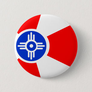 Flag of Wichita Kansas 6 Cm Round Badge