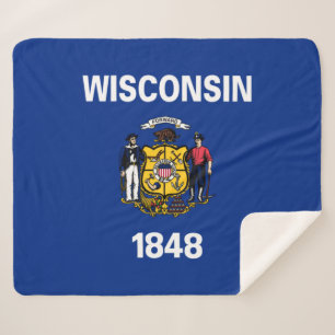Flag of Wisconsin State Sherpa Blanket