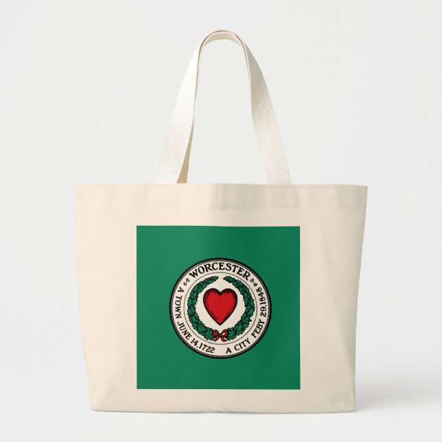 Flag of Worcester, Massachusetts  Large Tote Bag (Front)