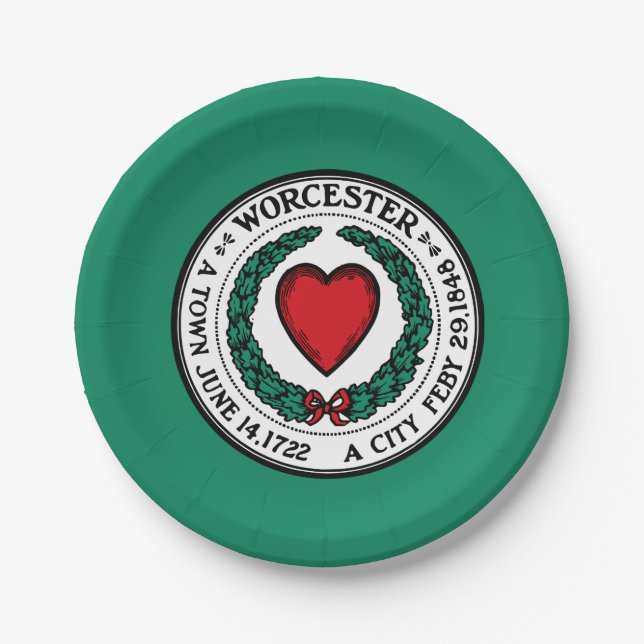 Flag of Worcester, Massachusetts Paper Plate (Front)