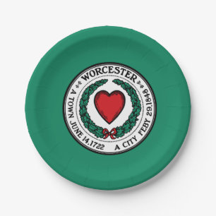 Flag of Worcester, Massachusetts Paper Plate