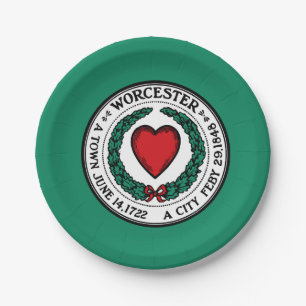 Flag of Worcester, Massachusetts Paper Plate