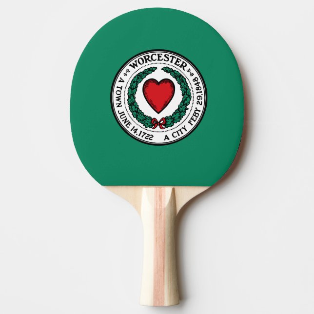 Flag of Worcester, Massachusetts Ping Pong Paddle (Front)