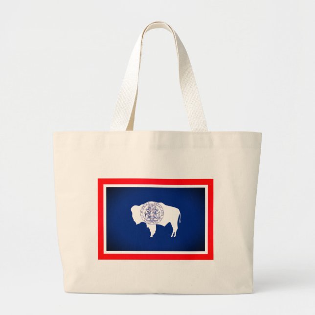 Flag of Wyoming Large Tote Bag (Front)