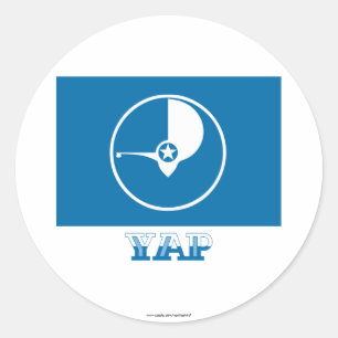 Flag of Yap, with name Classic Round Sticker