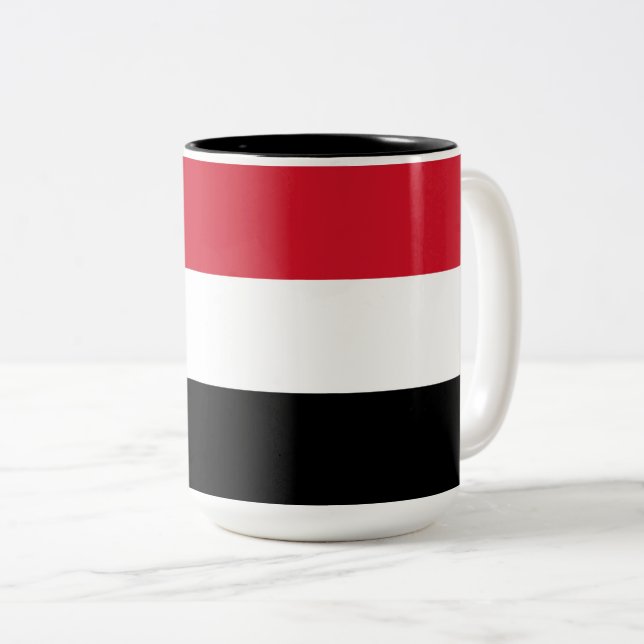 Flag of Yemen Two-Tone Coffee Mug (Front Right)