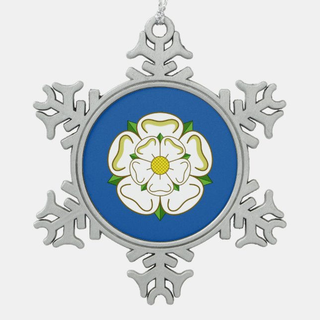 Flag of Yorkshire Snowflake Pewter Christmas Ornament (Front)