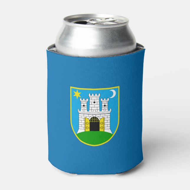 Flag of Zagreb, Croatia Can Cooler (Can Front)