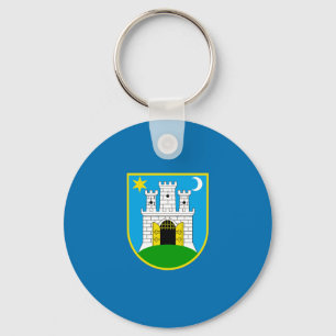 Flag of Zagreb, Croatia Keychain