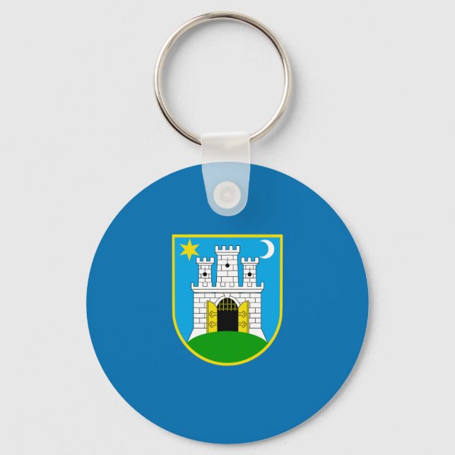Flag of Zagreb, Croatia Keychain (Front)